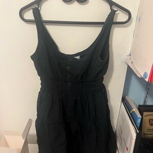 Black Button-Front Sleeveless Dress